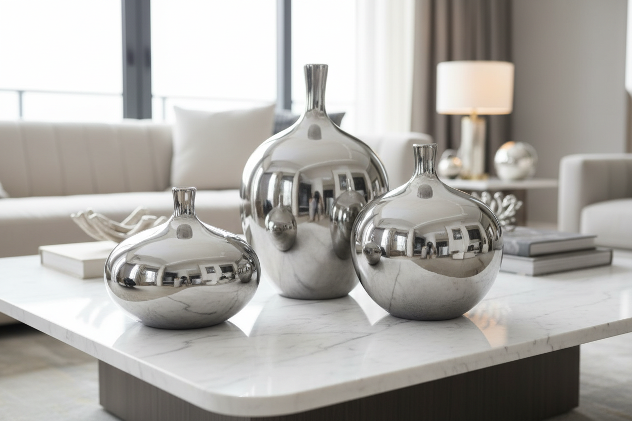 Glam  Mirrored Ceramic Vases - Set of 3