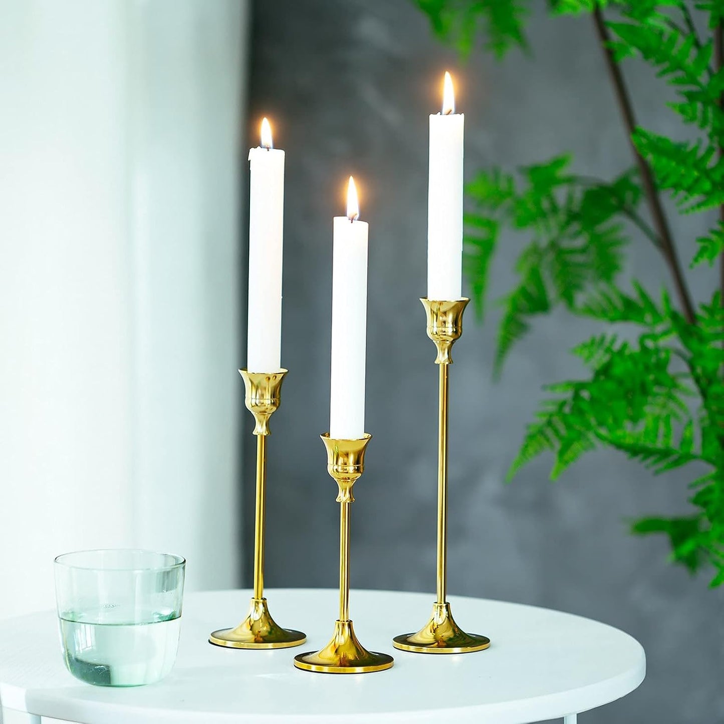 Candlestick Holder Gold Set of 3: Decorative Candle Holders for Taper Candle for Home Wedding Decor