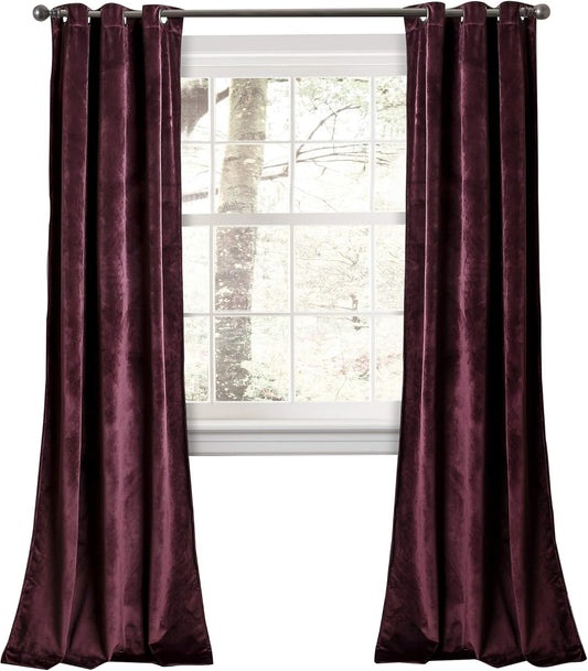Plum Velvet Curtains - 38" W X 84" L