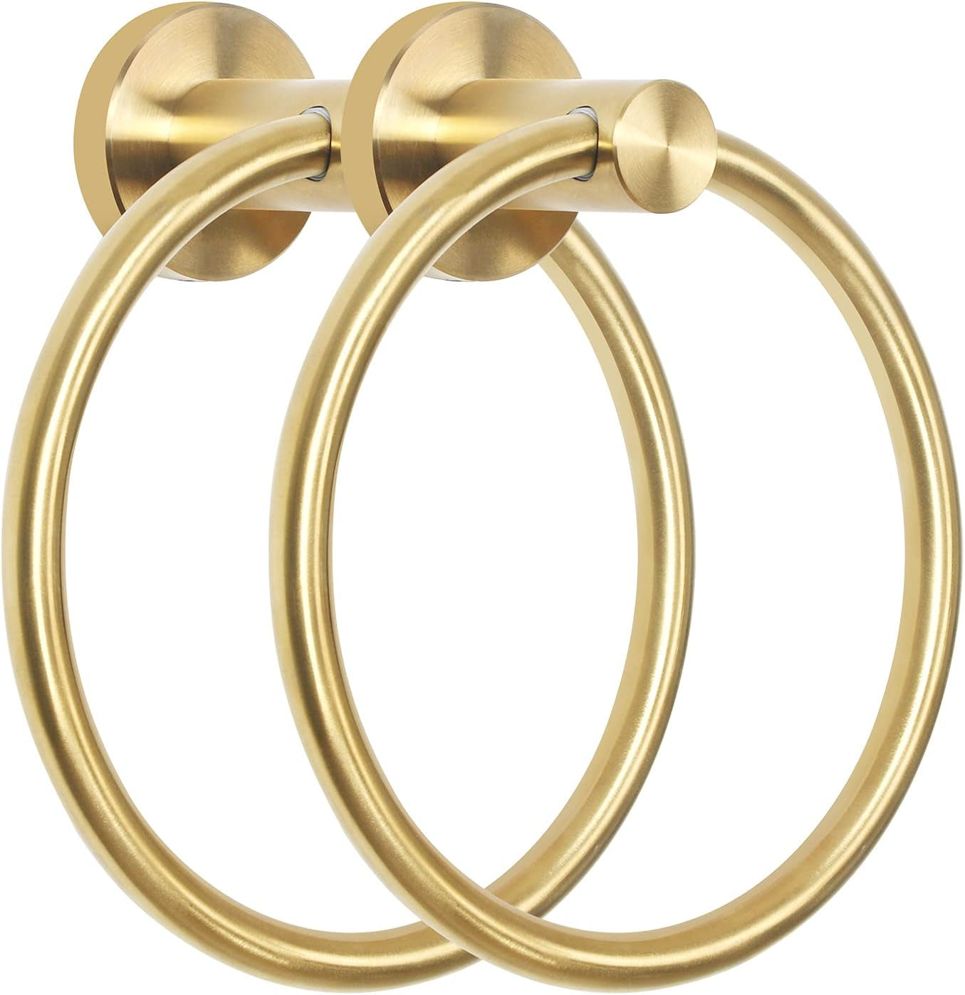 Stainless Steel Towel Ring for Bathroom Hand Towel Holder Modern Circle Towel Hanger round Towel Rack Wall Mounted Brushed Gold (2Pack)