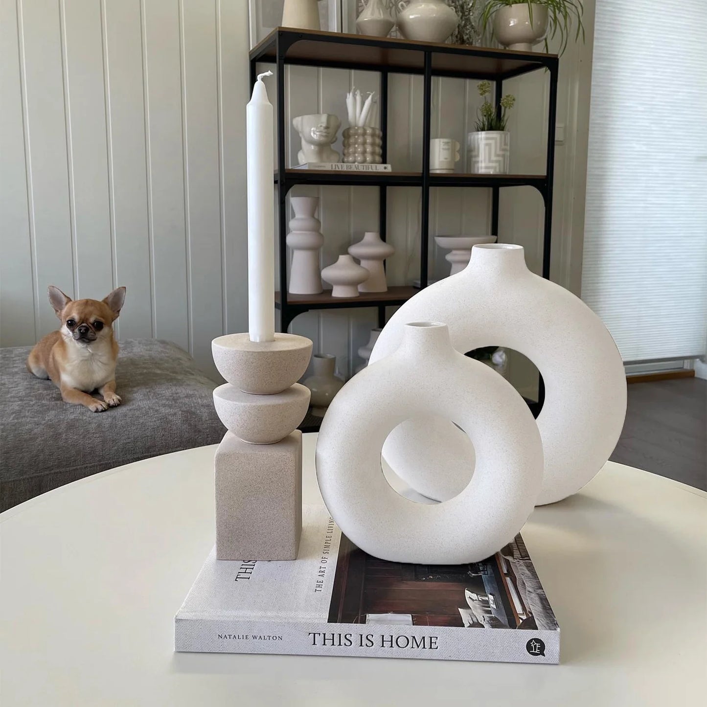 Modern Donut Ceramic Vases - Set of 2