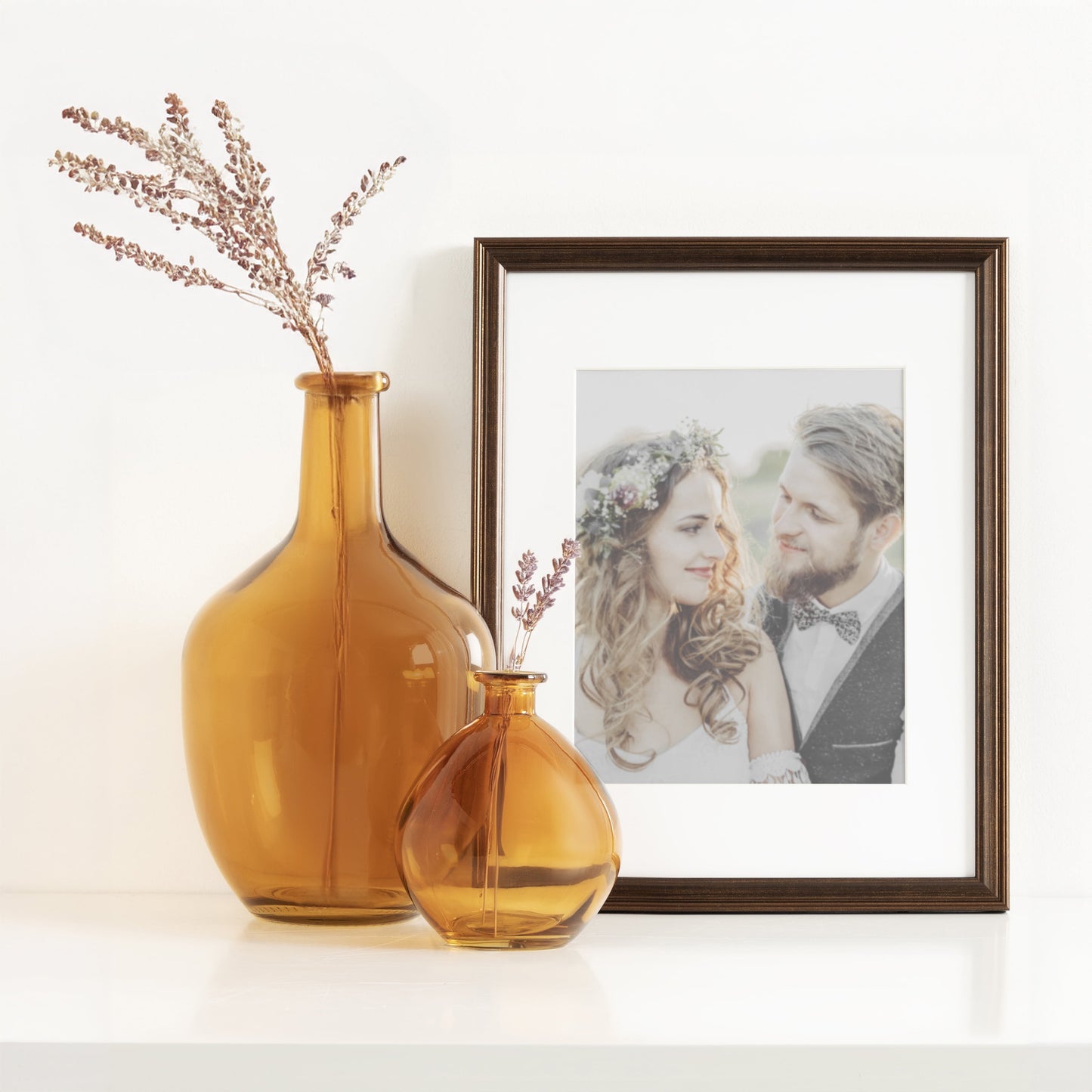 Amber Glass Vases - Set of 2