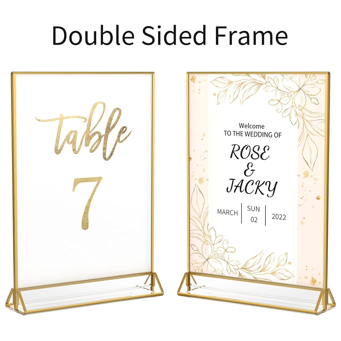 Gold Border Acrylic Table Number Holder -   6 Pack (5 X 7”)