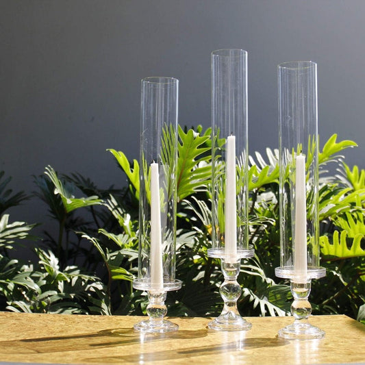 Luxury Glass Hurricane Candleholders - Set of 6