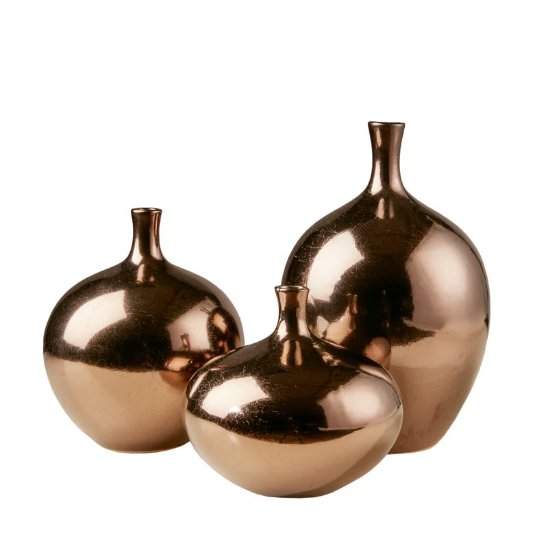 Glam  Mirrored Ceramic Vases - Set of 3