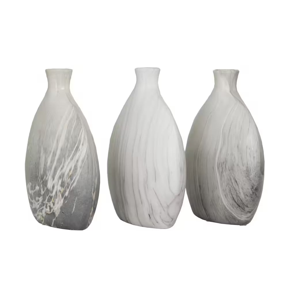 Luxury Black Faux Marble Ceramic Decorative Vase - Set of 3