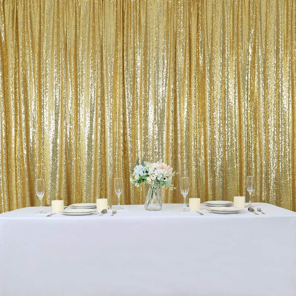 Gold Sequin Backdrop Curtains - 2 Panels