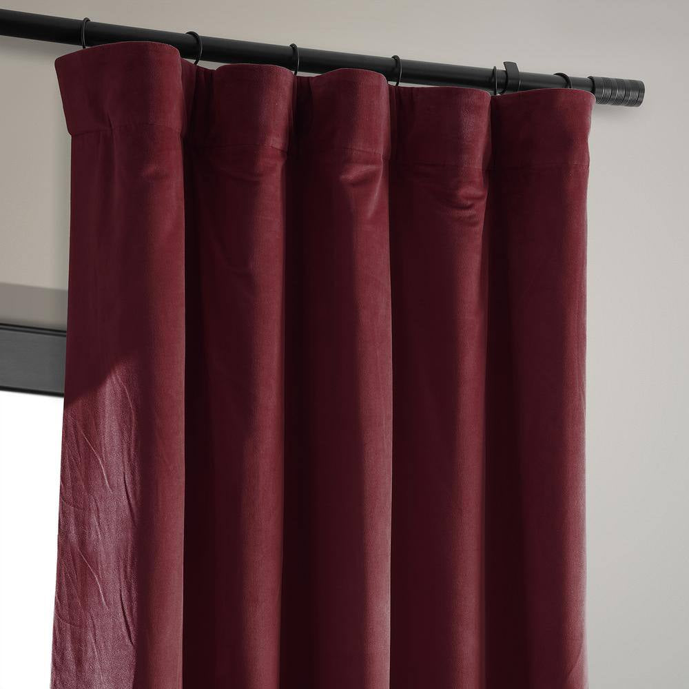 Burgundy Velvet Rod Pocket Blackout Curtain - 50 In. W X 108 In. L (1 Panel)