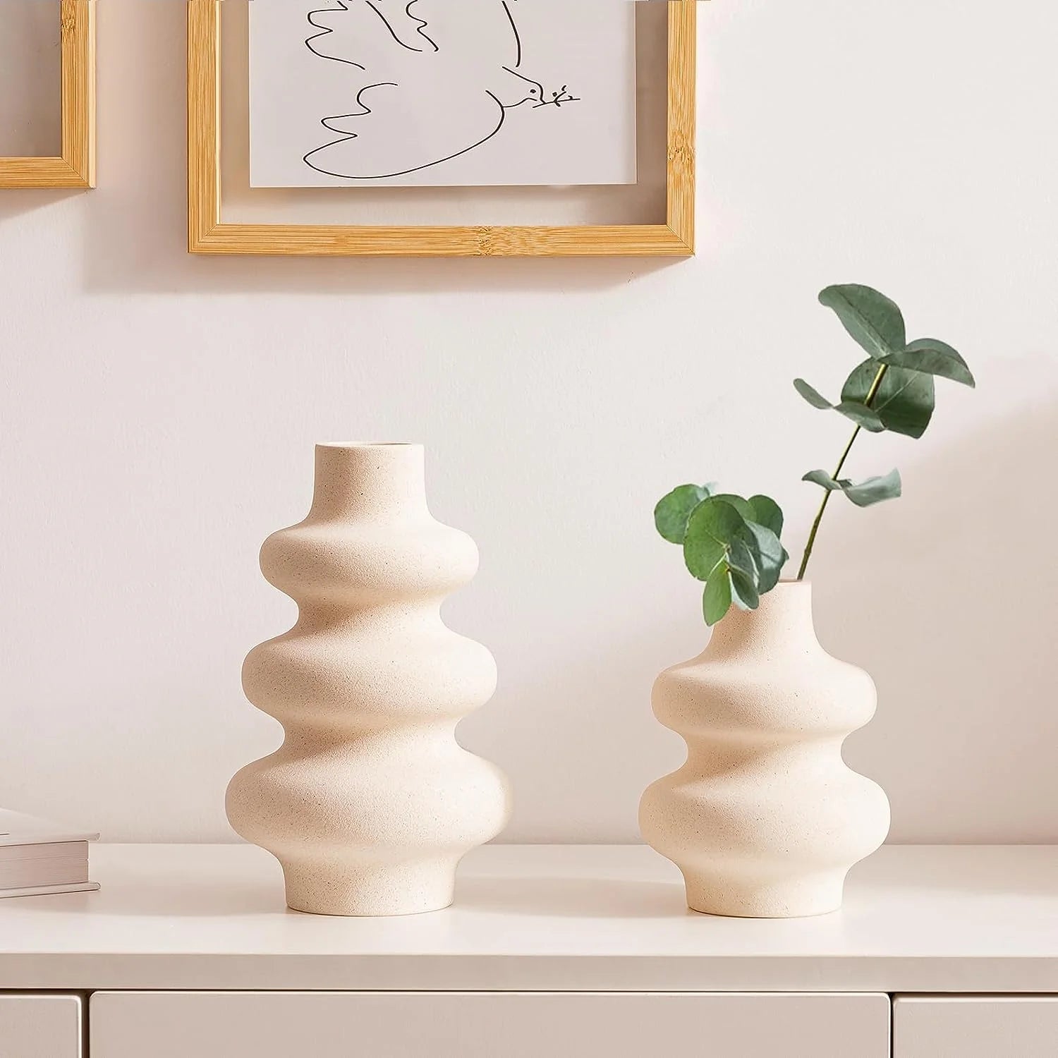 Modern Unique Matte Ceramic Vases - Set of 2 