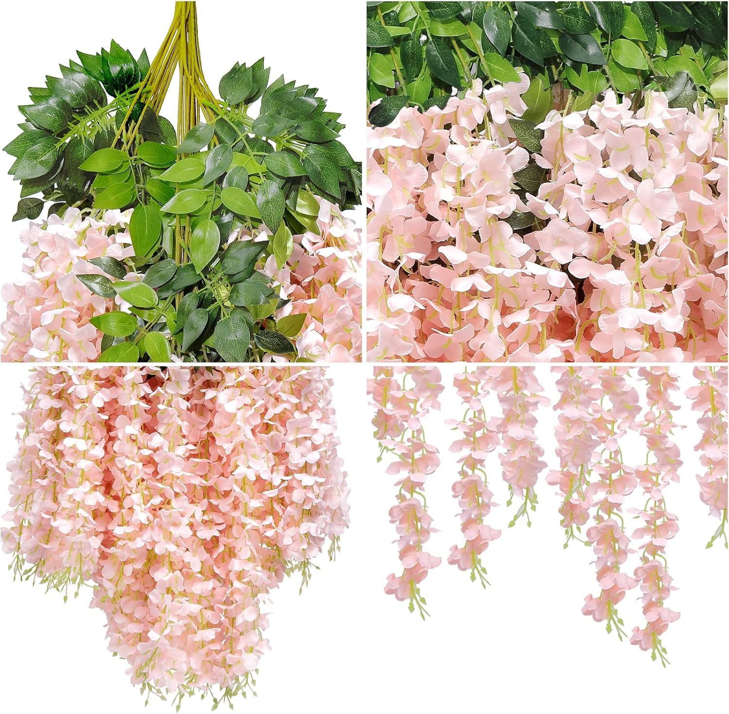  Silk Wisteria Flowers - (Light Pink) 24 Pack