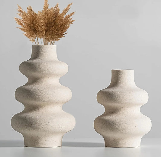 Modern Unique Matte Ceramic Vases - Set of 2 