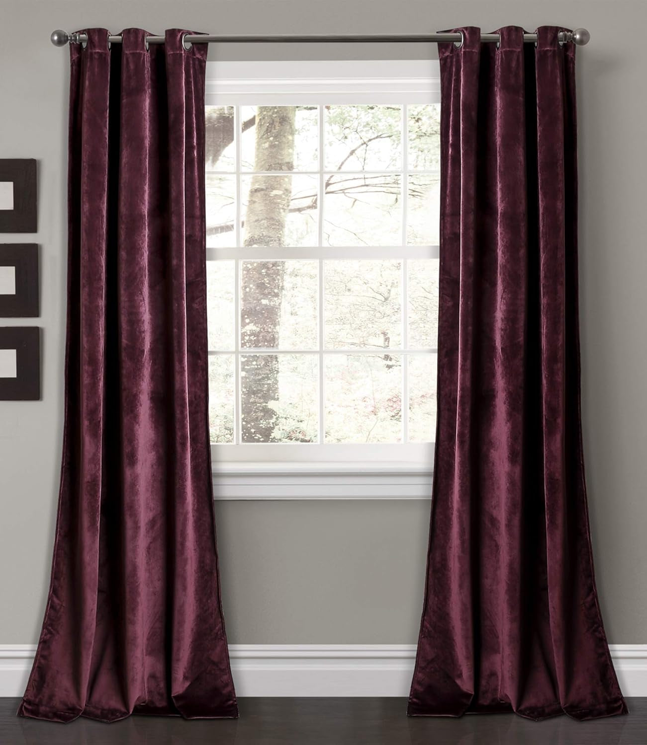 Plum Velvet Curtains - 38" W X 84" L