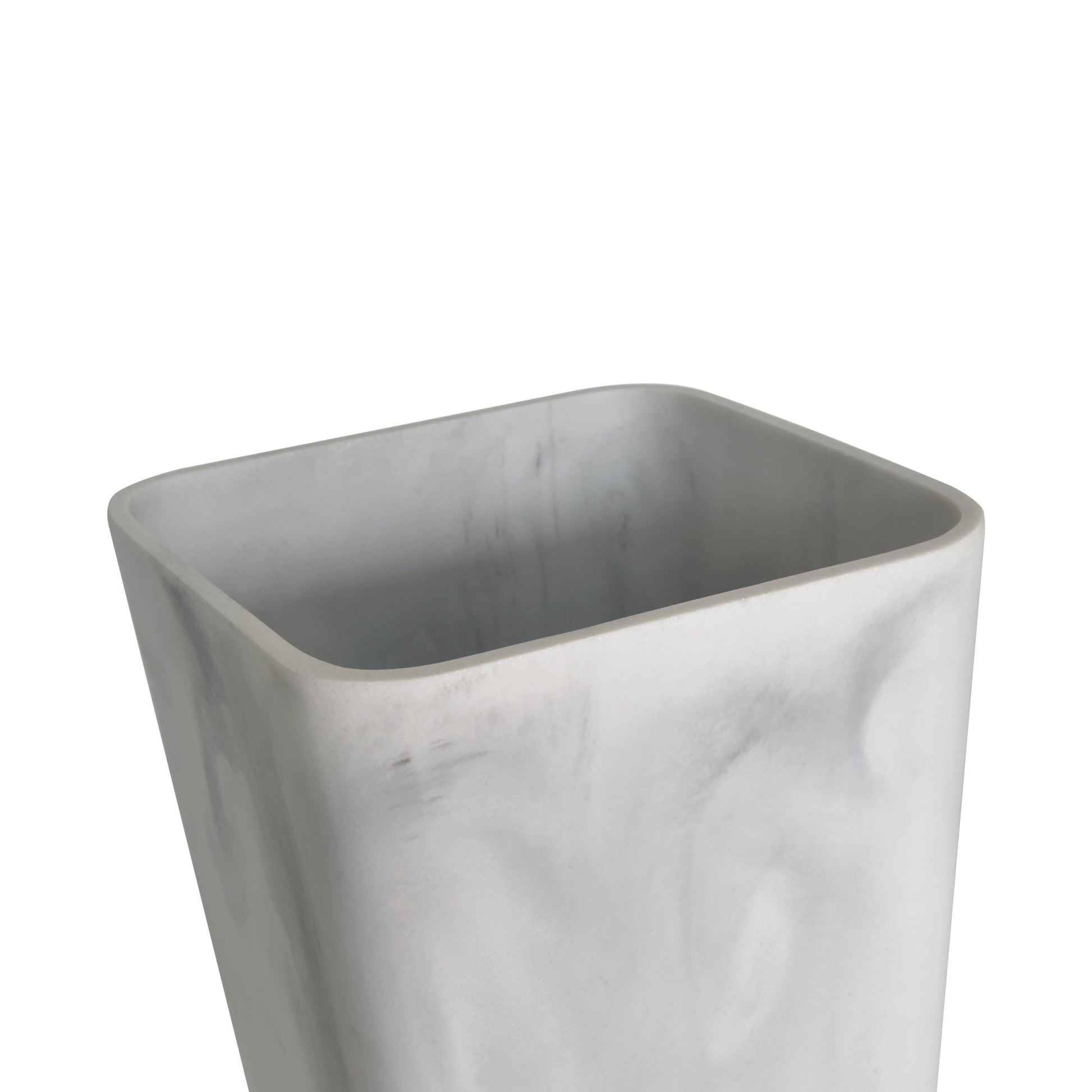 Faux Marble Wastebasket, White