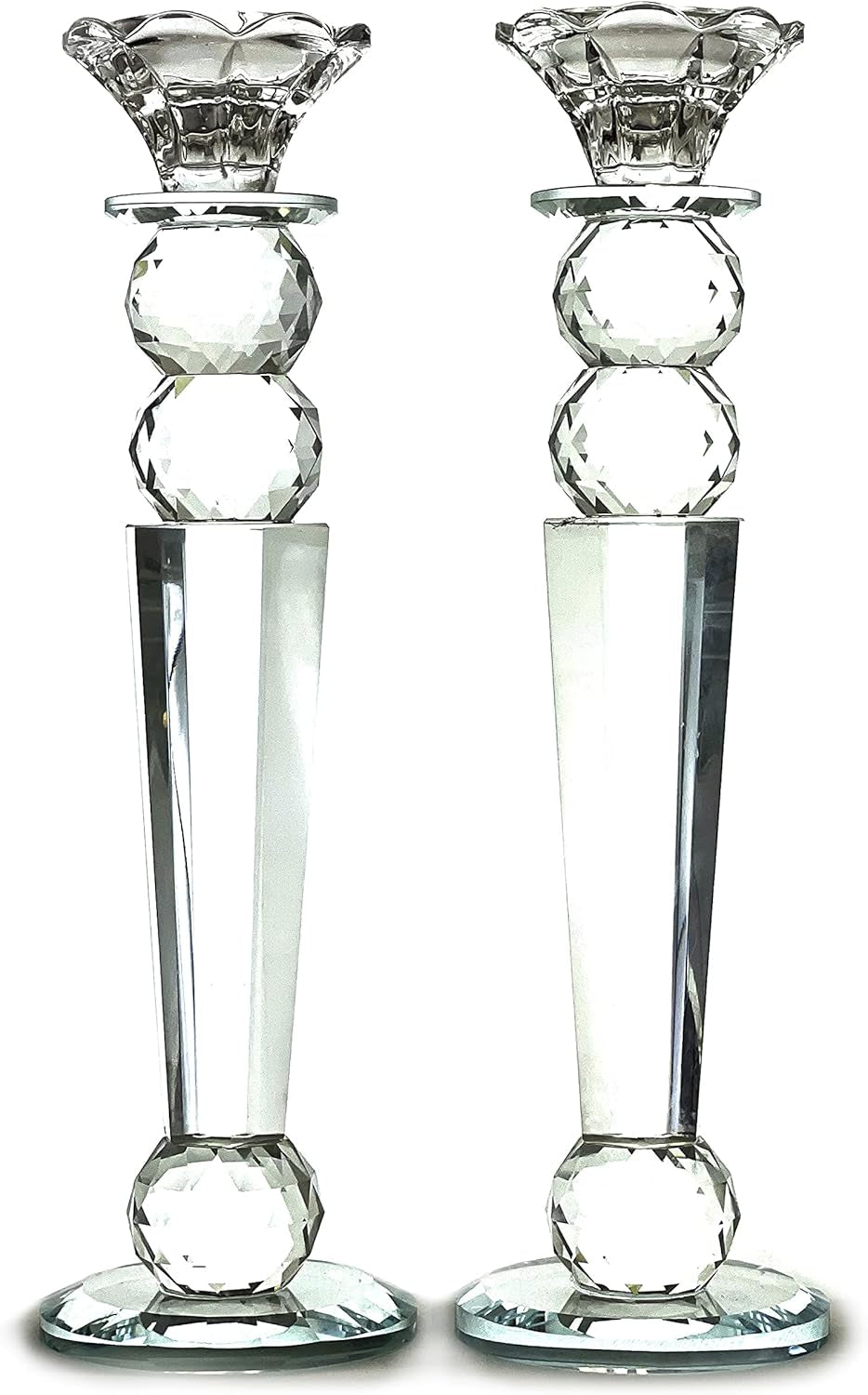 Elegant Crystal Candlestick Holders - Set of 2 