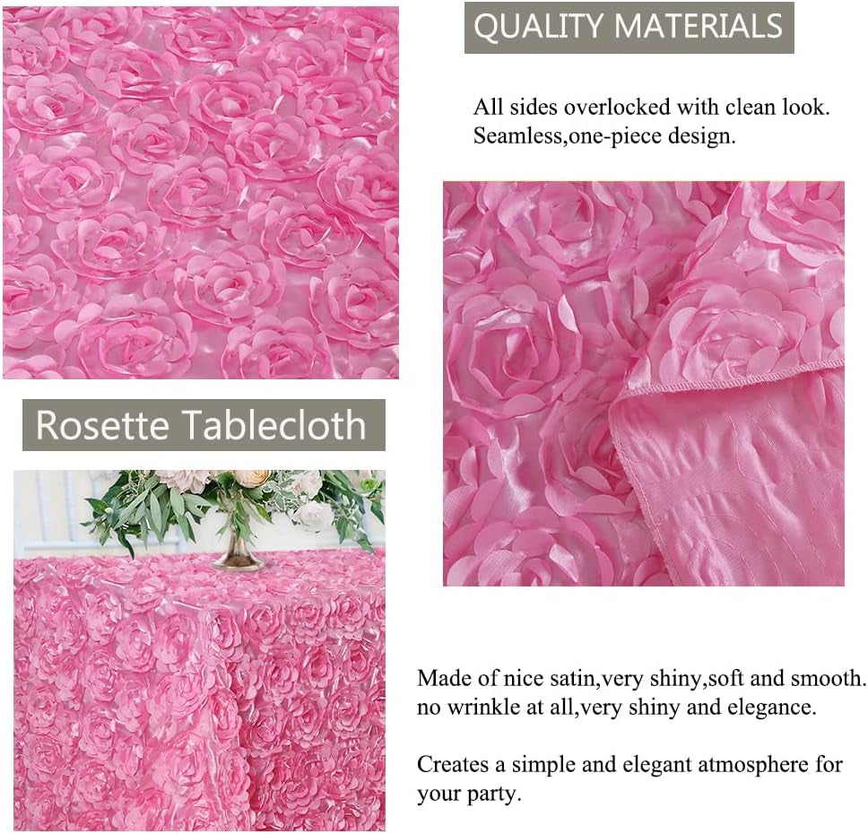 Satin Pink Rosette Tablecloth - Qty 1 (50X80 Inches)