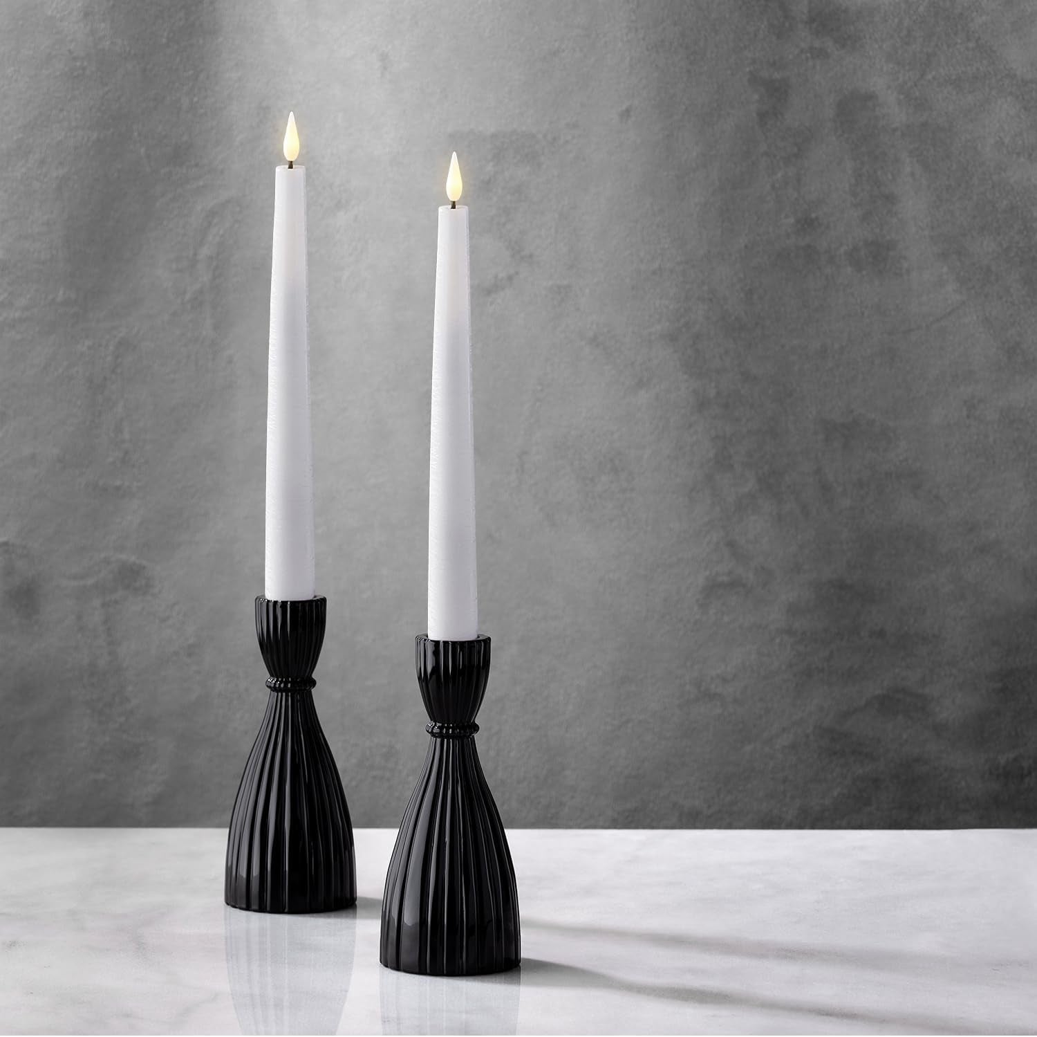 Modern Black Tapered Candlestick Holder - Set of 2