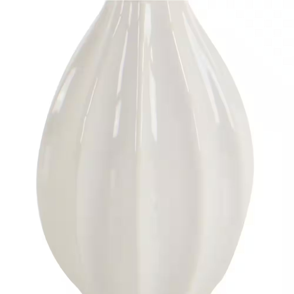 3 In., 12 In. White Slim Textured Bottleneck Ceramic Decorative Vase with Varying Patterns (Set of 3)