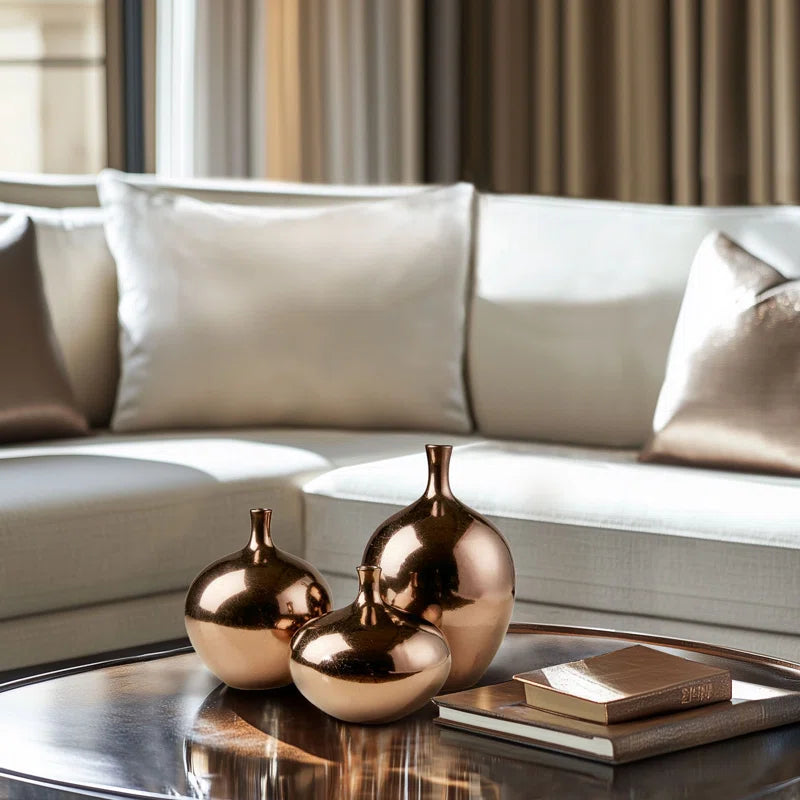 Glam  Mirrored Ceramic Vases - Set of 3