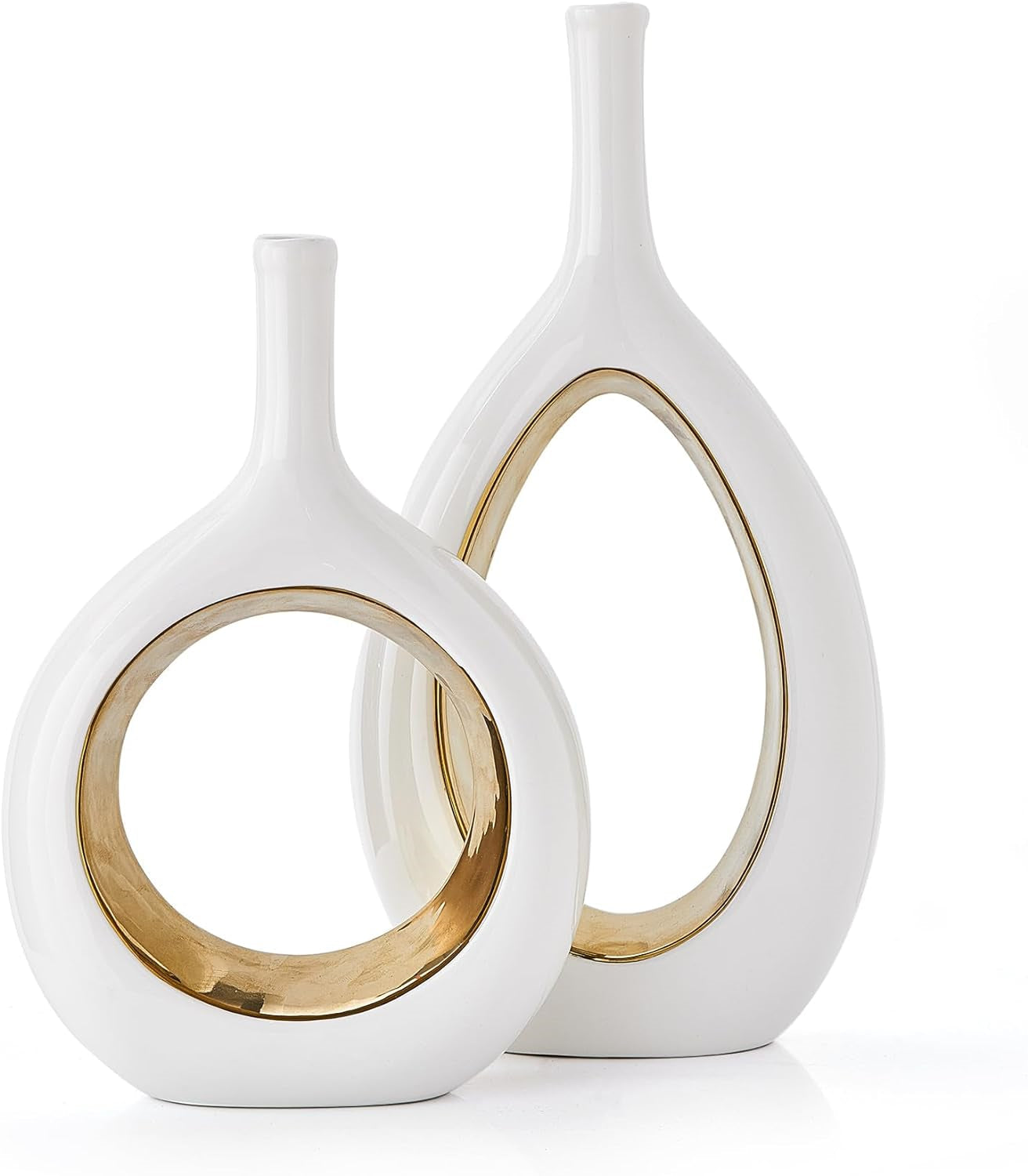 Glam White Gold Vases - Set of 2