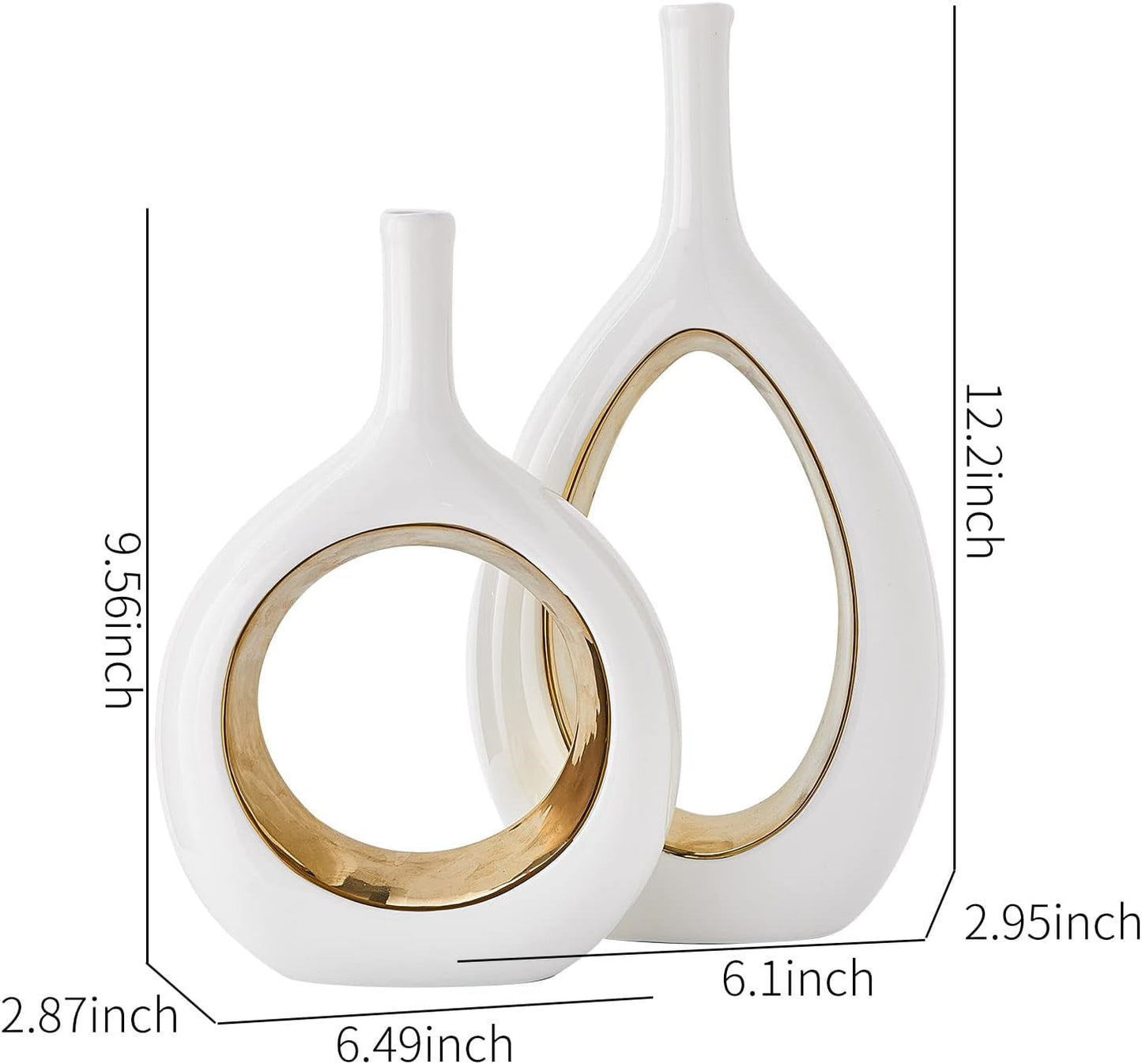 Glam White Gold Vases - Set of 2