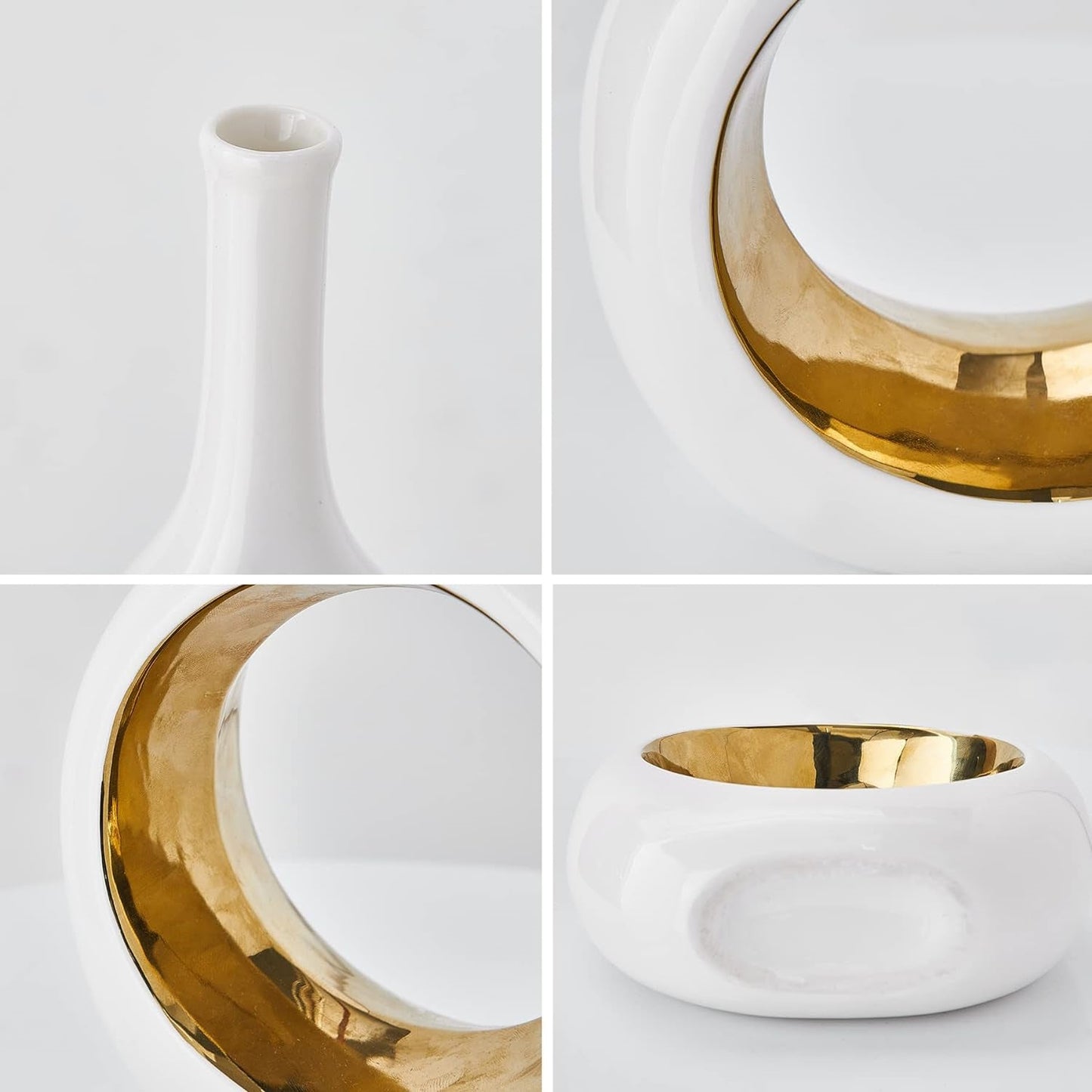 Glam White Gold Vases - Set of 2