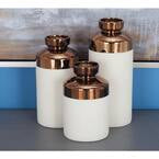 Modern White Copper like Top Ceramic Vases - Set of 3