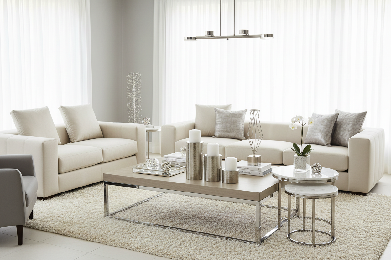 Silver Metal Pillar Candle Holder - Set of 3