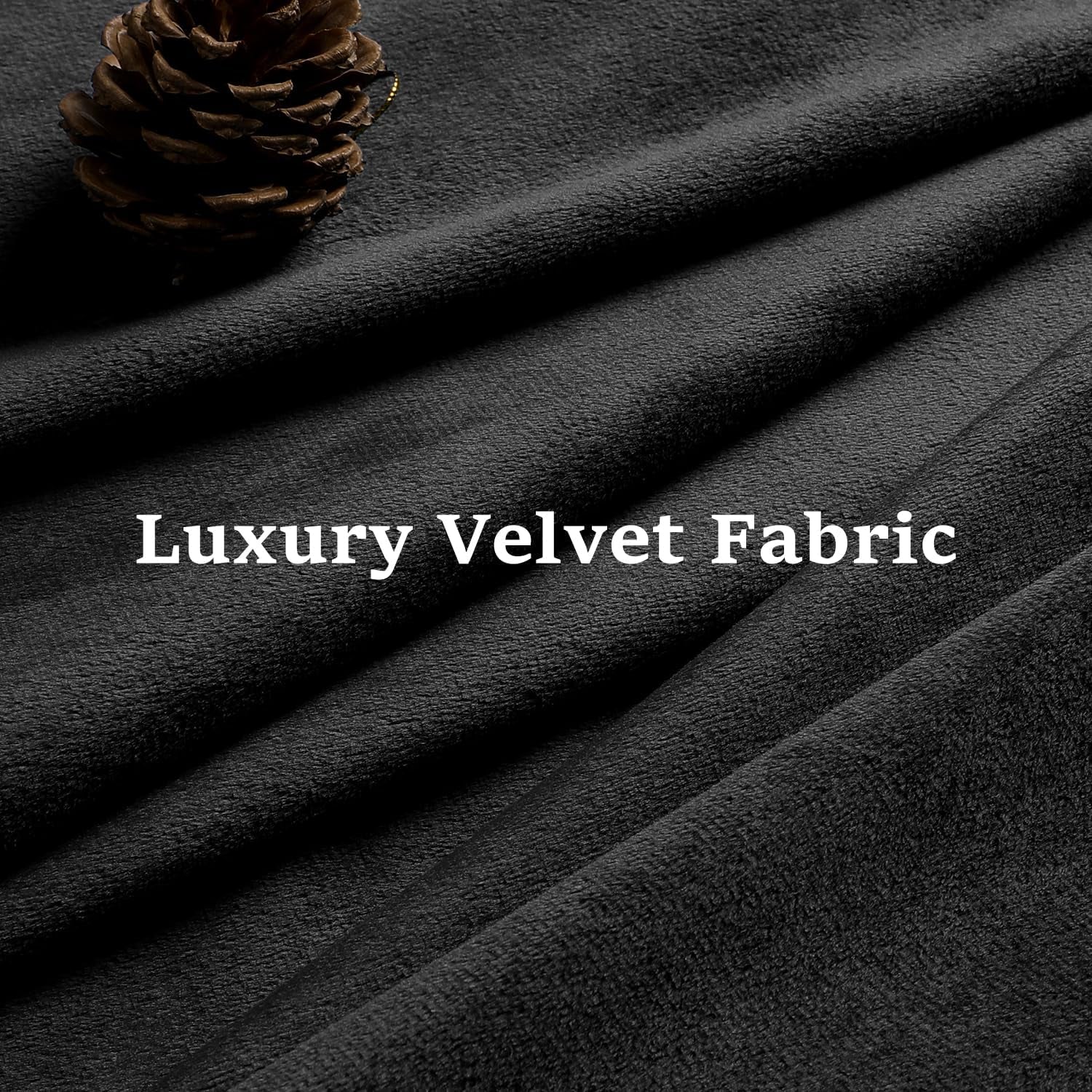 Black Velvet Blackout Curtains - 2 Panels 52 X 108 Inches