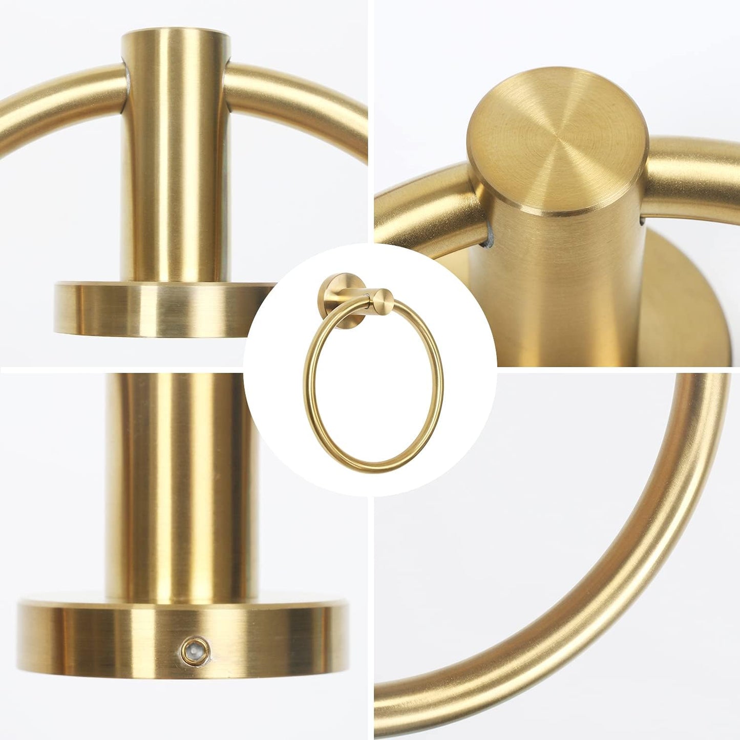 Stainless Steel Towel Ring for Bathroom Hand Towel Holder Modern Circle Towel Hanger round Towel Rack Wall Mounted Brushed Gold (2Pack)