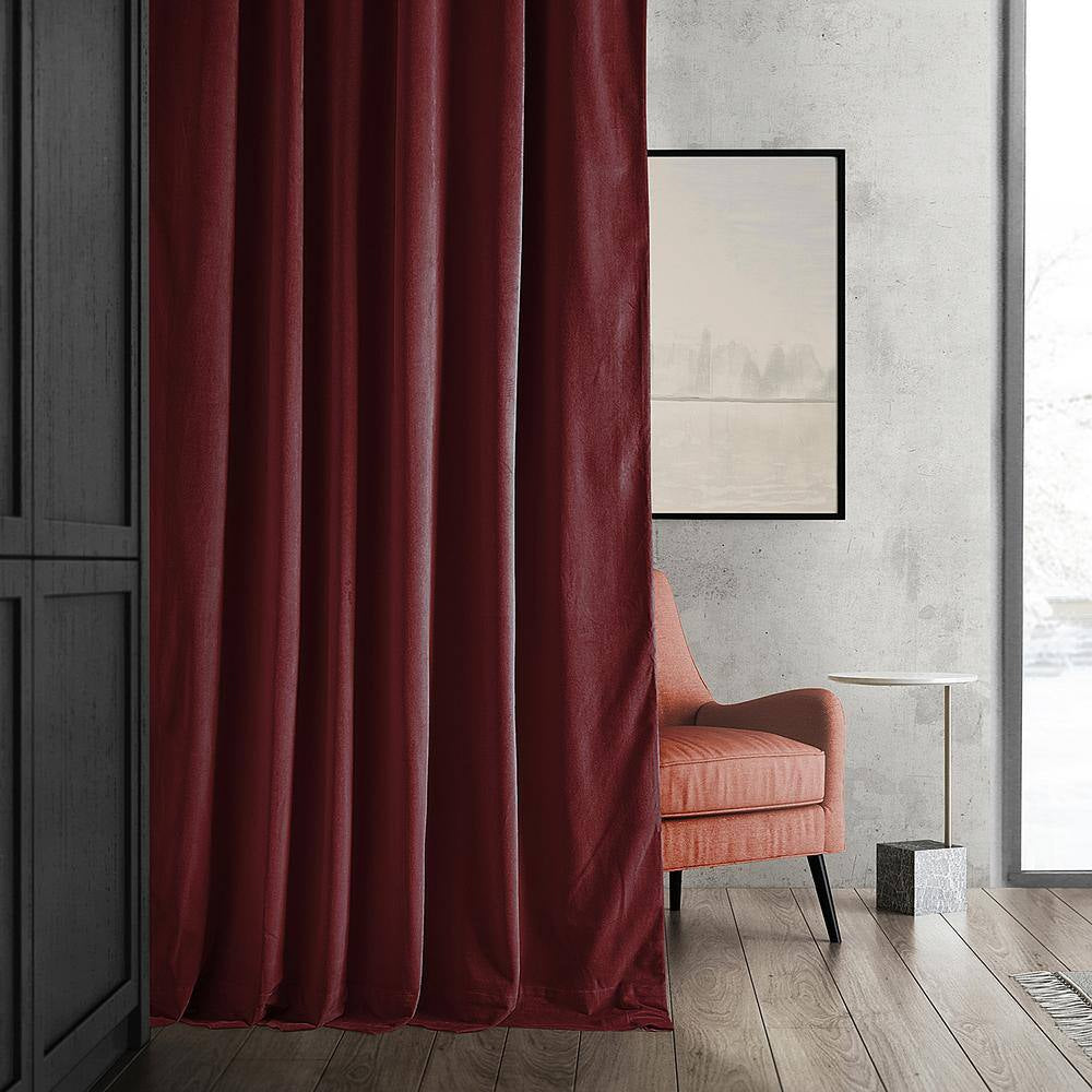 Burgundy Velvet Rod Pocket Blackout Curtain - 50 In. W X 108 In. L (1 Panel)