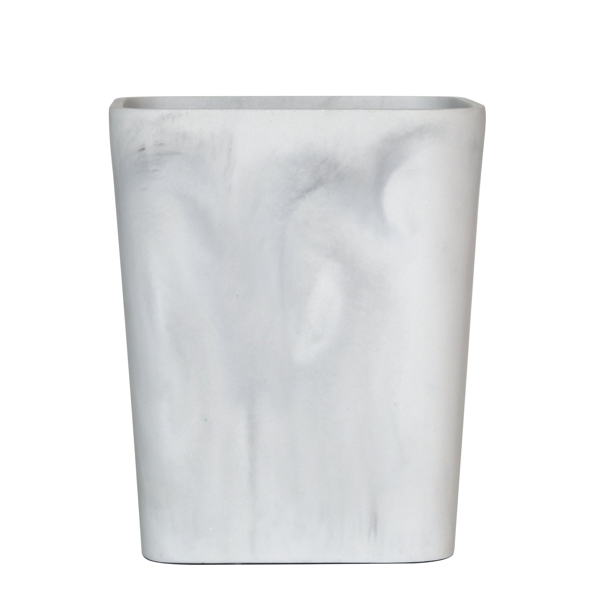 Faux Marble Wastebasket, White