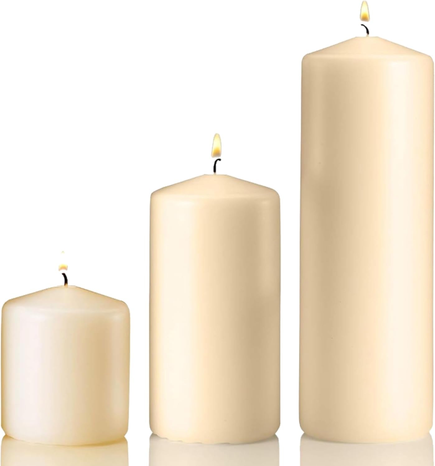 Luxury Ivory Pillar Candles -Set of 3 