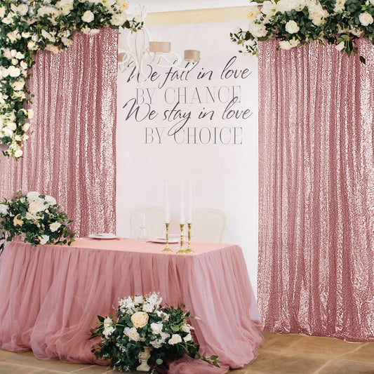 Rose Gold Sequin Backdrop Curtains - 4 Panels
