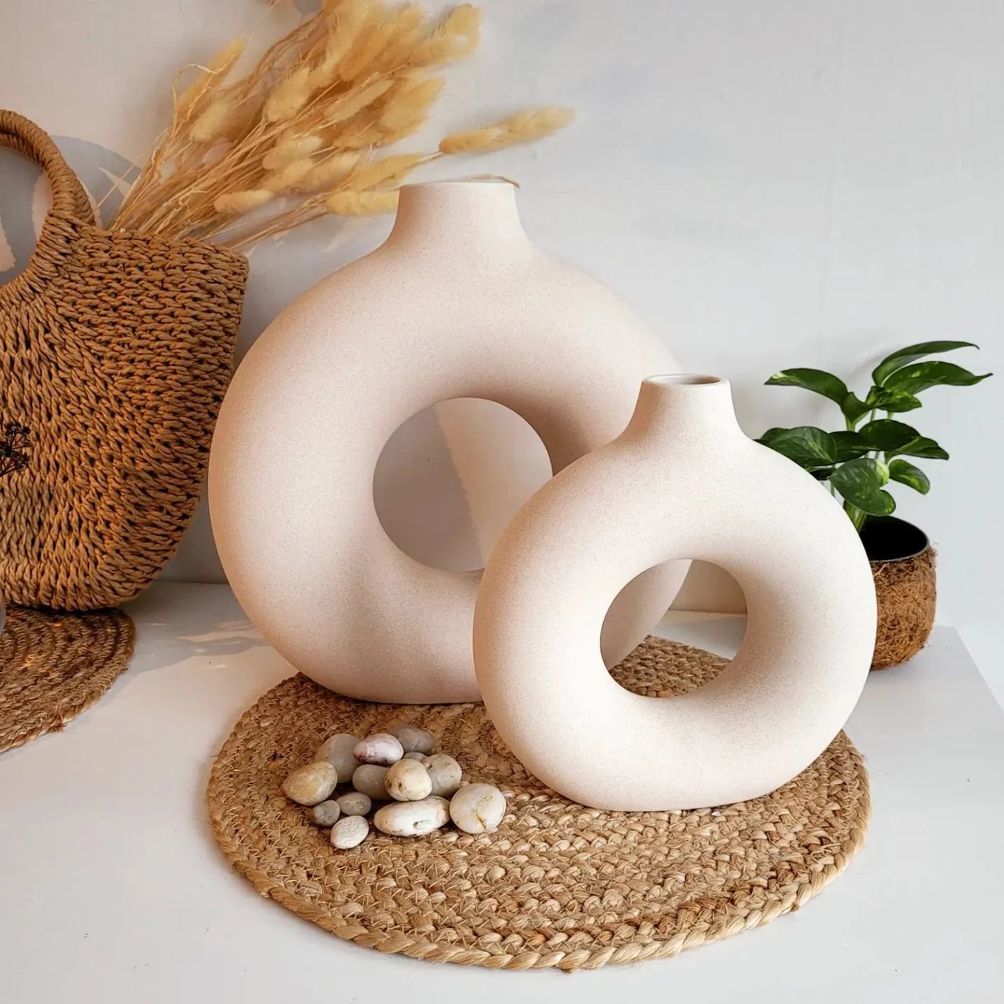 Modern Donut Ceramic Vases - Set of 2