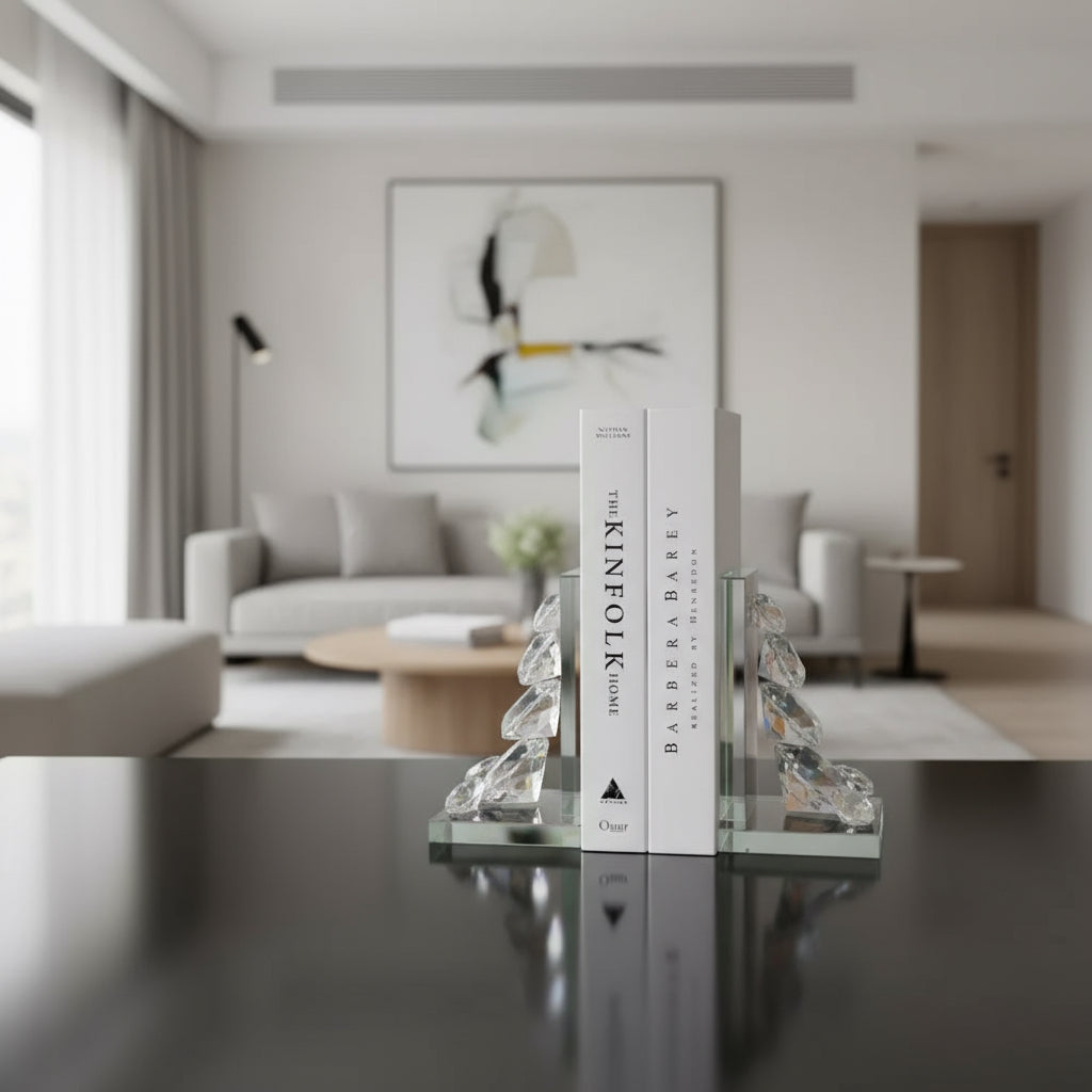 Crystal Diamond Glass Bookends - Set of 2