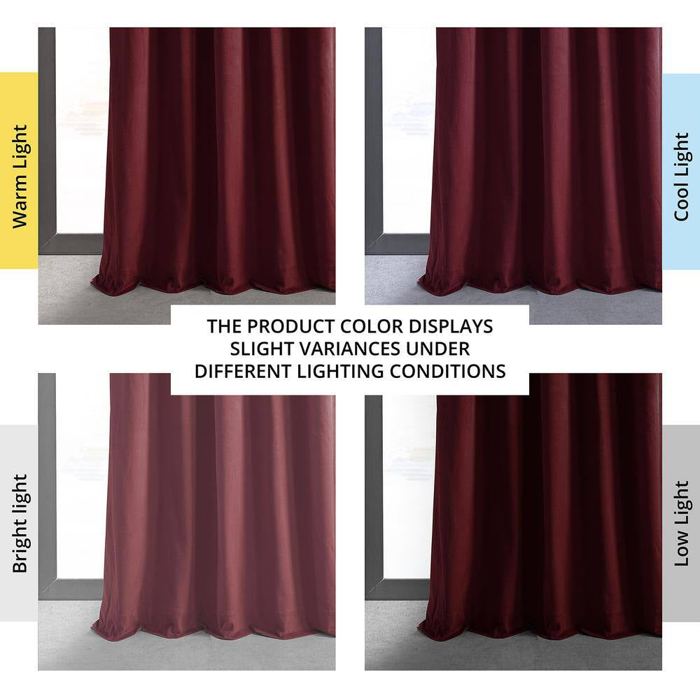Burgundy Velvet Rod Pocket Blackout Curtain - 50 In. W X 108 In. L (1 Panel)