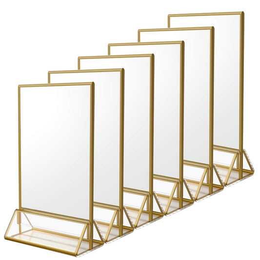 Gold Border Acrylic Table Number Holder -   6 Pack (5 X 7”)