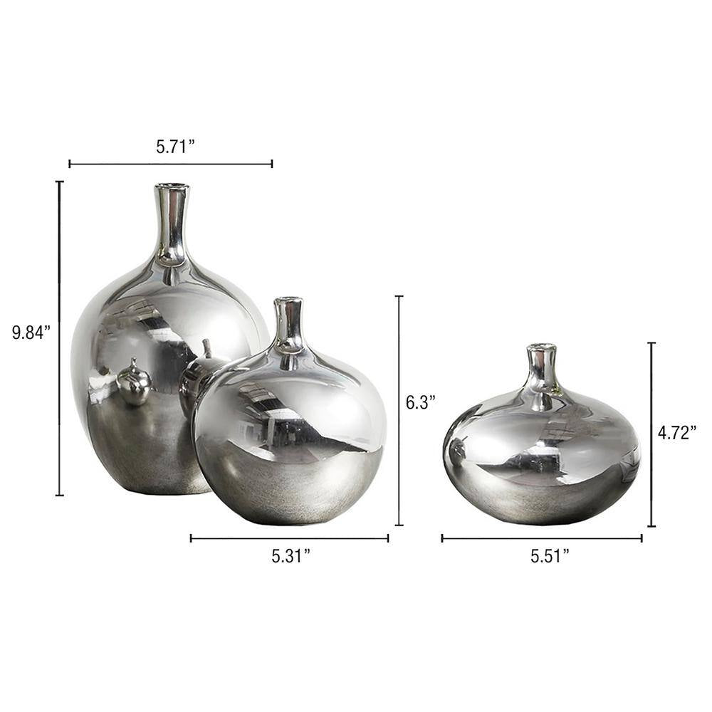 Glam  Mirrored Ceramic Vases - Set of 3