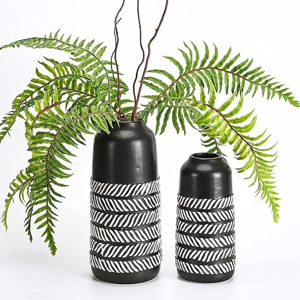 10"H, 7.5"H Black and White Vase for Table Decor Boho Ceramic Vases Accents, Decorative Tall Vases for Bathroom Mantel Living Room Shelf, Ideal Gift for Dad