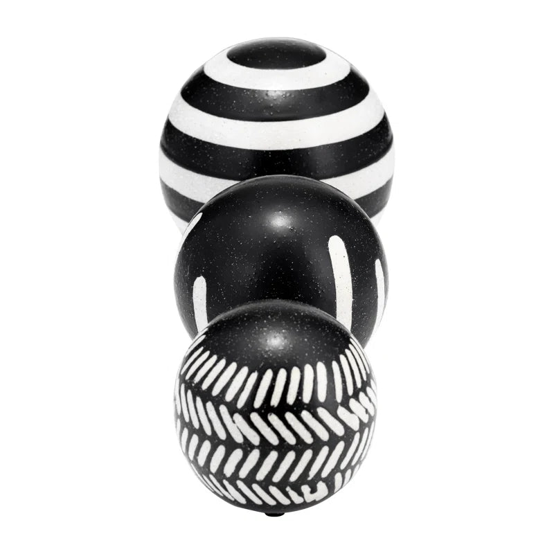 Contemporary Decorative Black and White Orbs - Set of 3