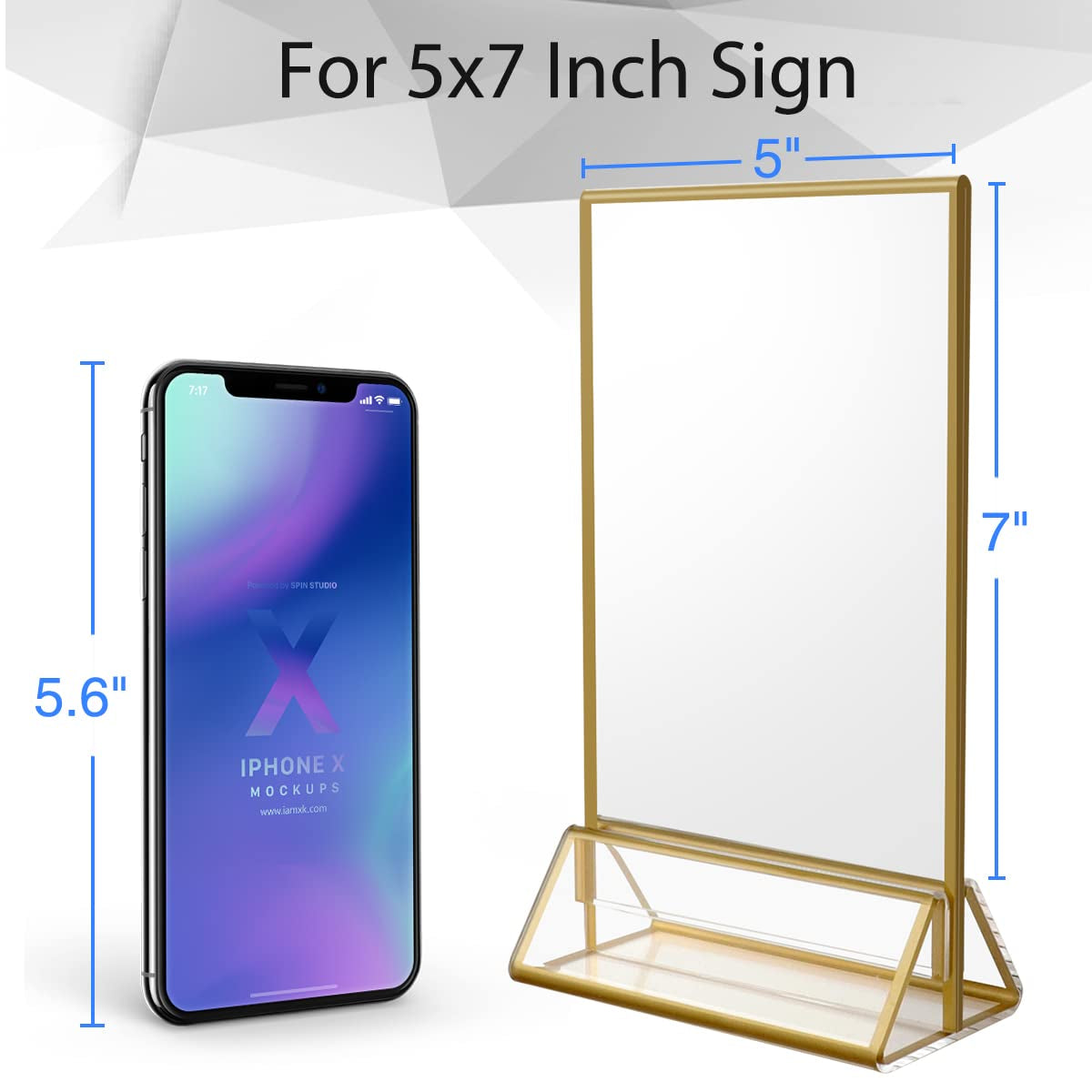 Gold Border Acrylic Table Number Holder -   6 Pack (5 X 7”)