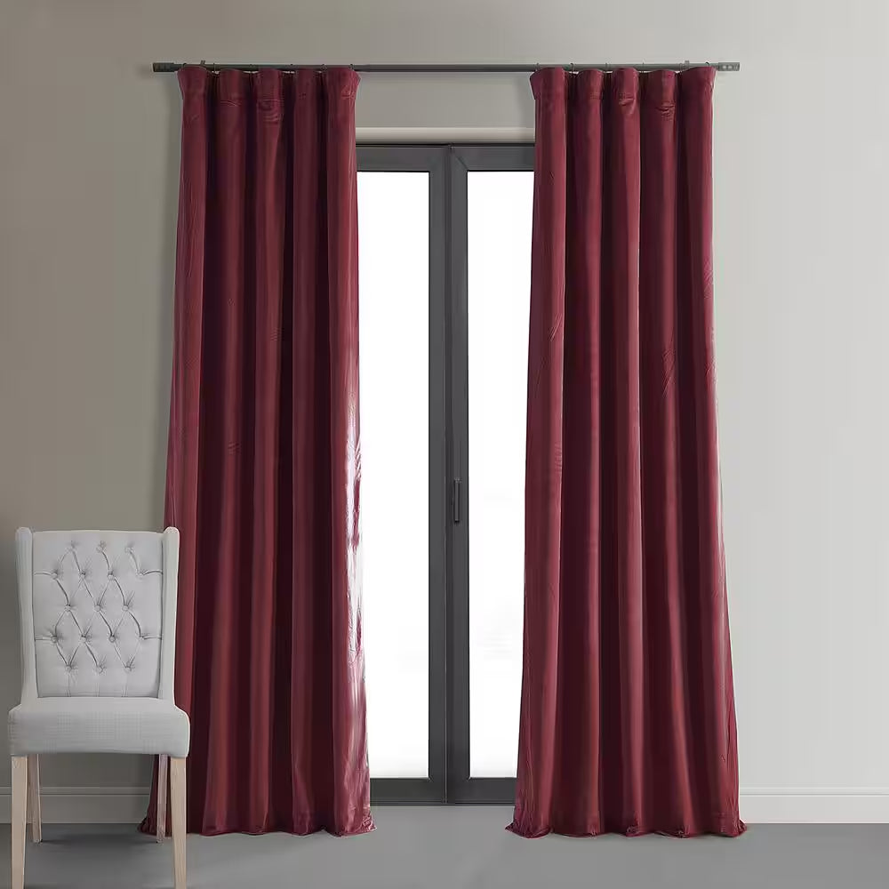 Burgundy Velvet Rod Pocket Blackout Curtain - 50 In. W X 108 In. L (1 Panel)