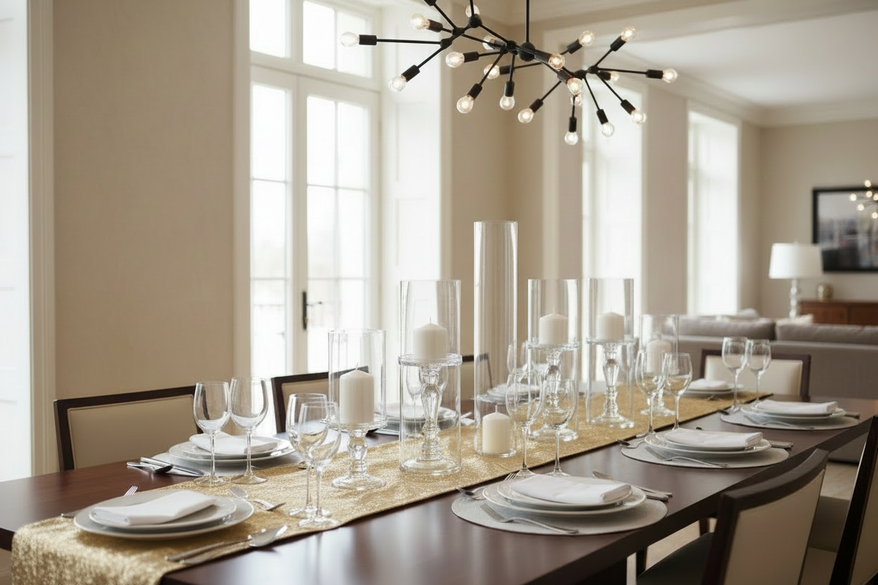 Luxury Glass Hurricane Candle Holders - Set of 6