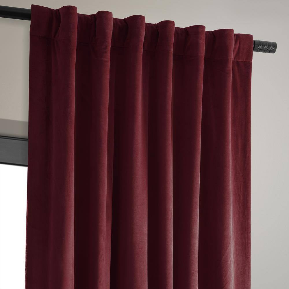 Burgundy Velvet Rod Pocket Blackout Curtain - 50 In. W X 108 In. L (1 Panel)