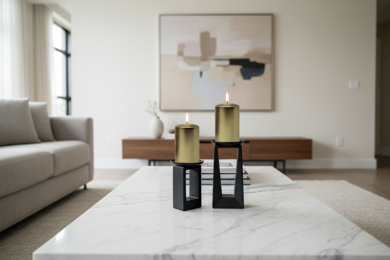 Glam Metallic Cream Gold Pillar Candles - 6 Pack