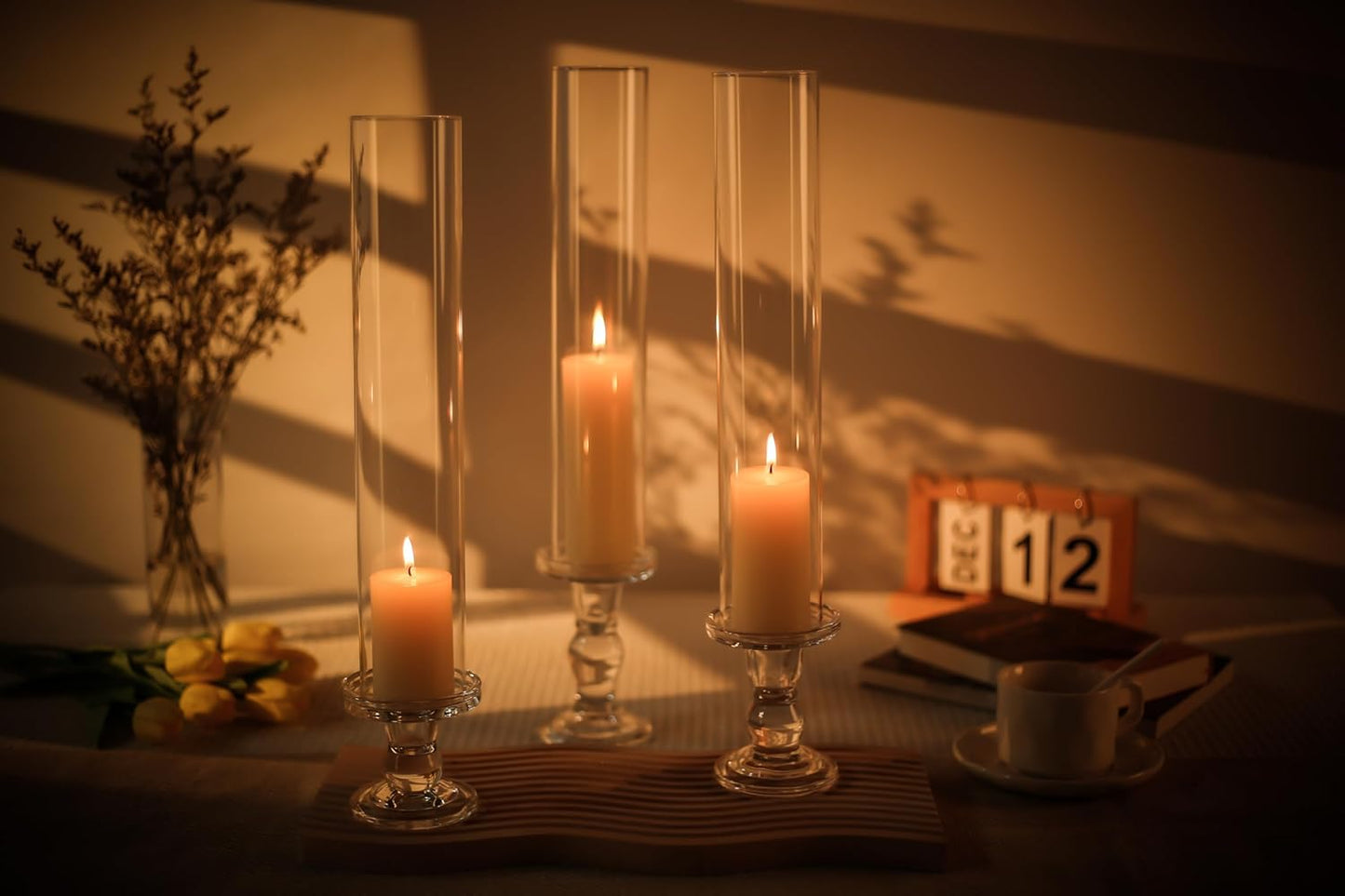 Luxury Glass Hurricane Candleholders - Set of 6