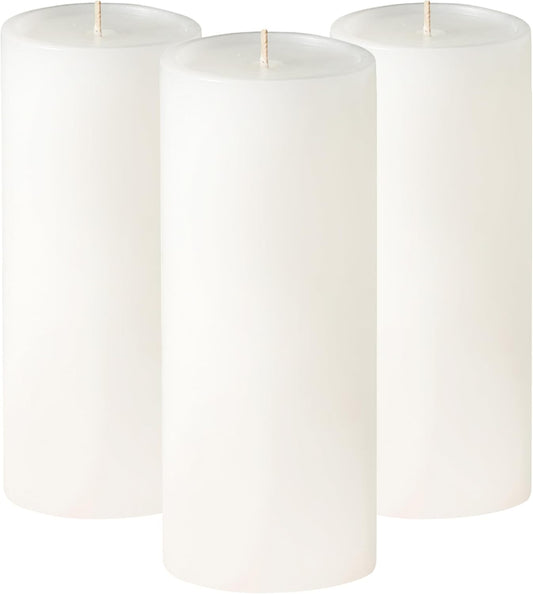 Luxury Smooth White Pillar Candles - Set of 3