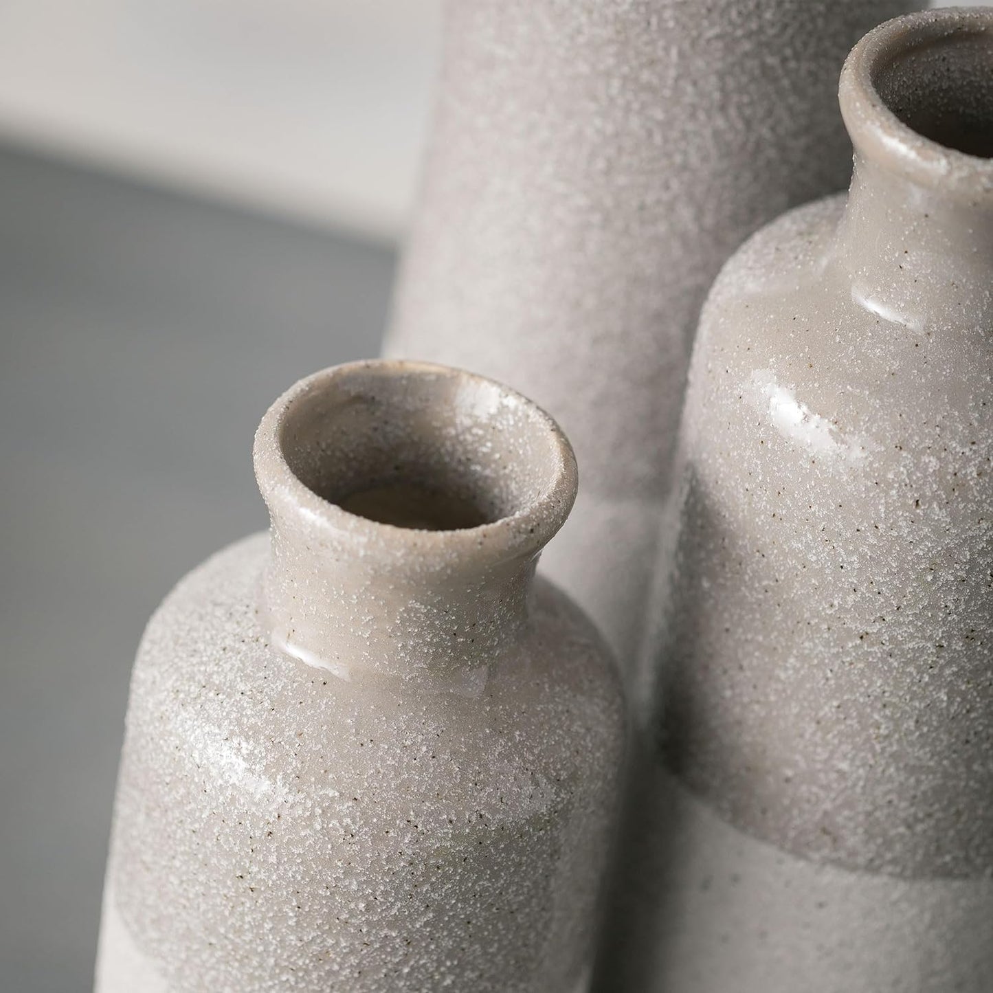 Modern Grey Ceramic Vases - Set of 3