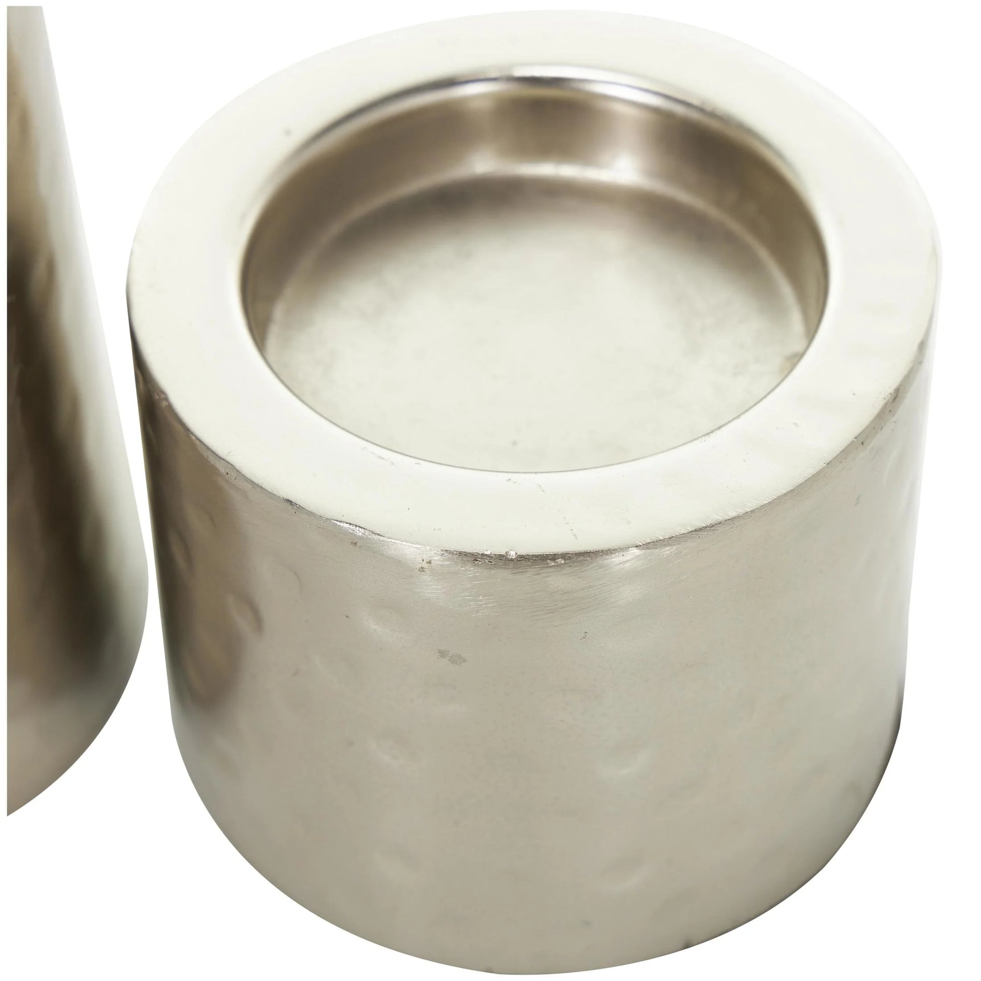 Silver Metal Pillar Candle Holder - Set of 3