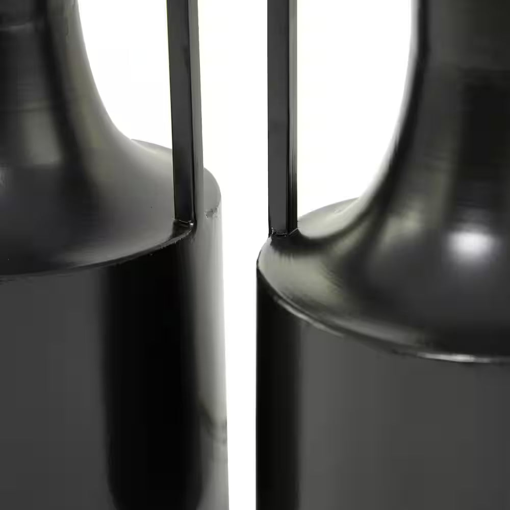 Modern Black Metal Vases - Set of 2